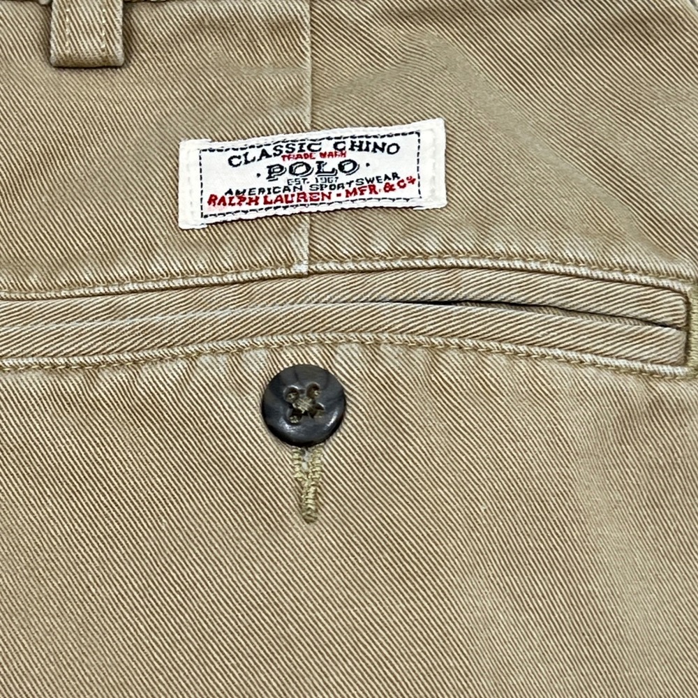 Polo Ralph Lauren Andrew Pant Mens 34x29* Khaki Tan Pleated Cotton Chino *READ - Picture 9 of 9